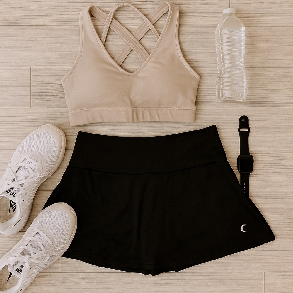 Zyia Active Black Pleated Skort with Built-In Shorts - Size M